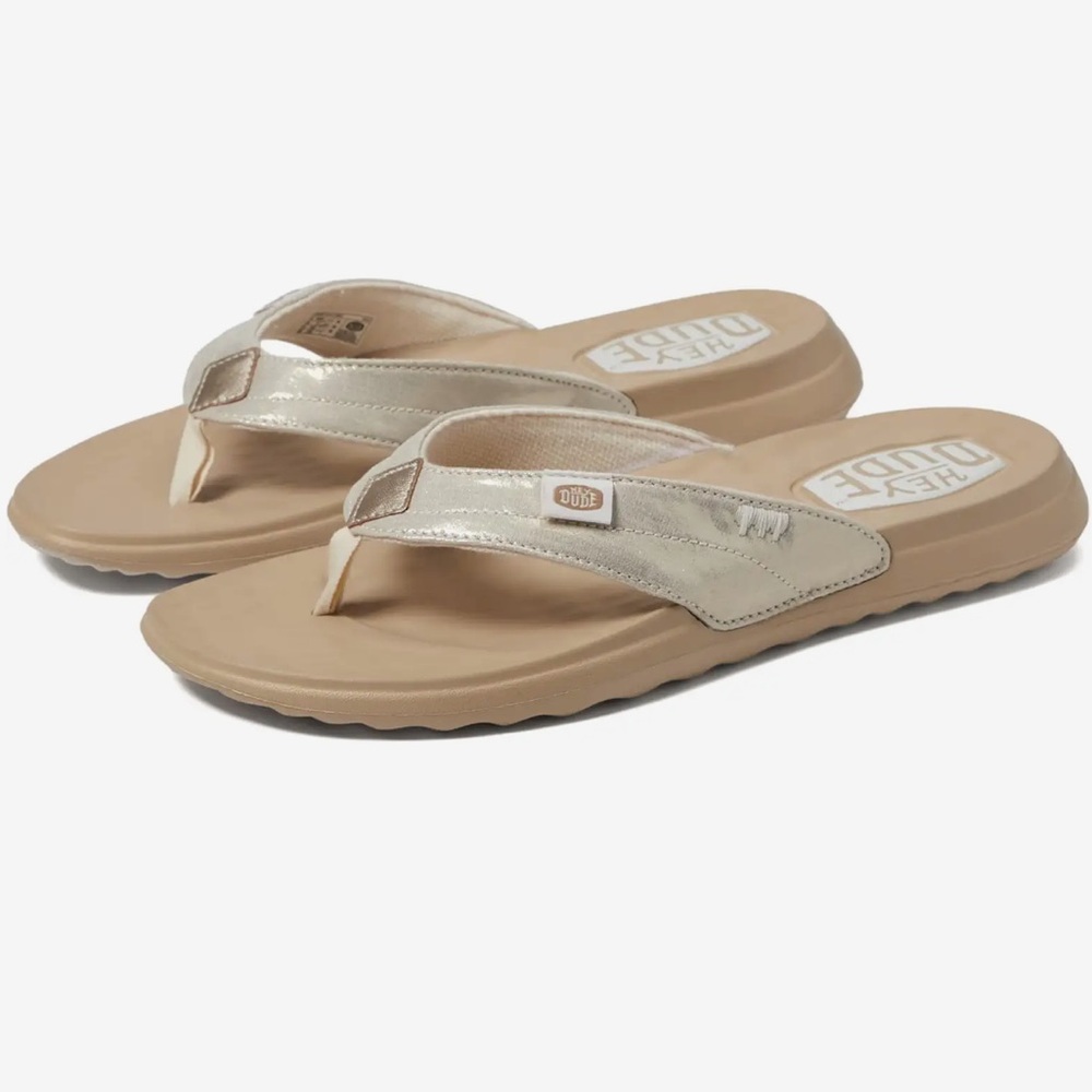 Hey Dude | Christi Flip - Gold Metallic Women’s Sandals | Size: 10